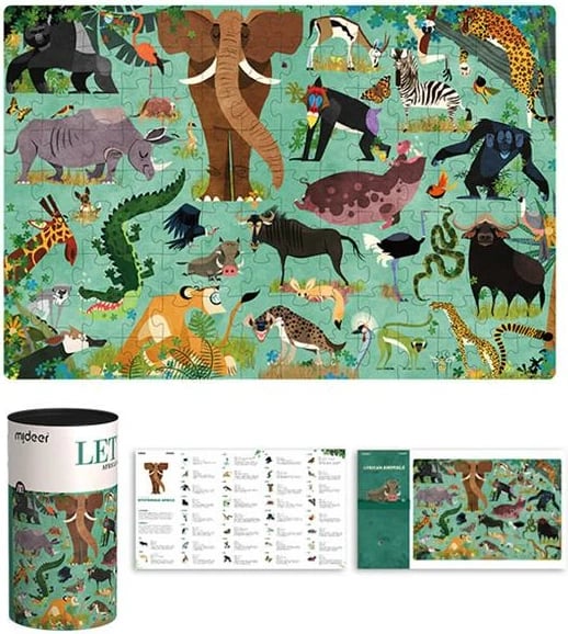 Puzzle Mideer Let's Learn - Kafshët e Afrikës 126 Pjesë