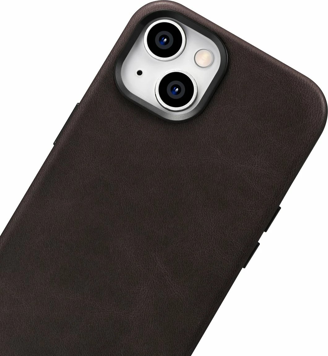 Mbështjellës iCarer Oil Wax Premium për iPhone 14 Plus, lëkurë natyrale, MagSafe, Kafe