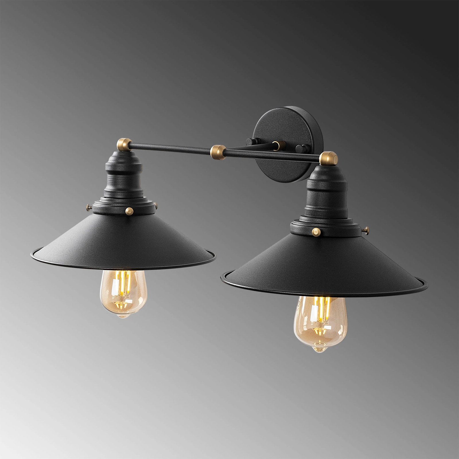 Llambë muri Opviq, formë konike, e zezë dhe e artë, 12190