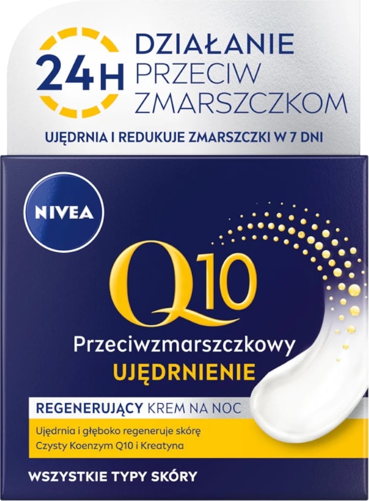 Krem nate anti-rrudhë hidratues Nivea Q10 Power për femra, 50ml