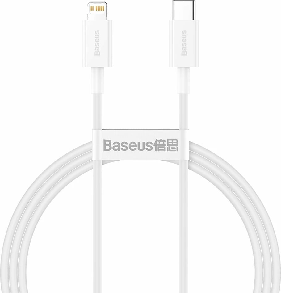 Kabllo Baseus Superior Series CATLYS-A02, USB-C në Lightning, 1 m, 20W, e bardhë