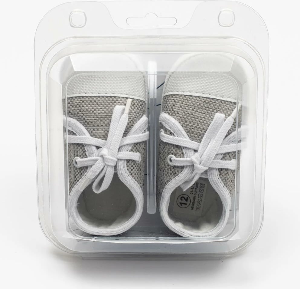 Papuçe bebe, New Baby, Jeans Sneaker, 3–6 muaj, shollë PVC pa BPA, gri