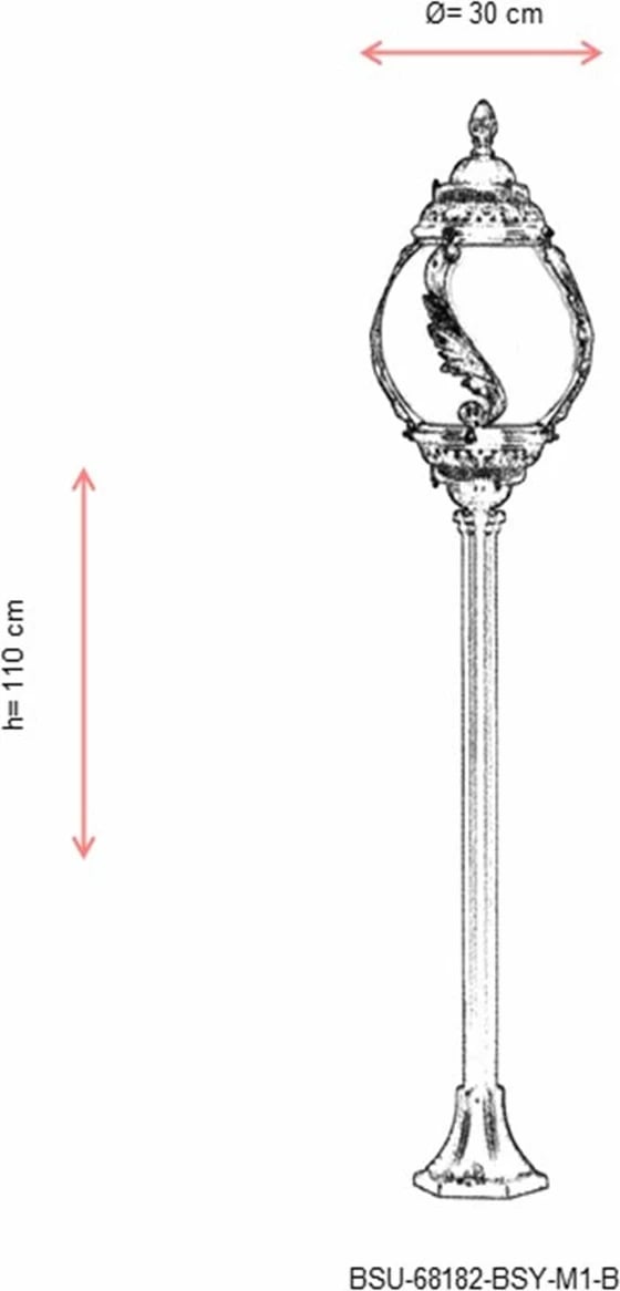 Llambë dyshemeje për jashtë, Opviq, BSU-68182-BSY-M1-B, e zezë dhe e bardhë