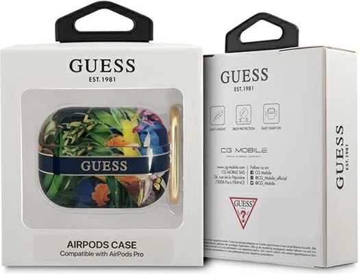 Mbështjellës Guess GUAPHHFLB për AirPods Pro, Flower Strap Collection, Blu
