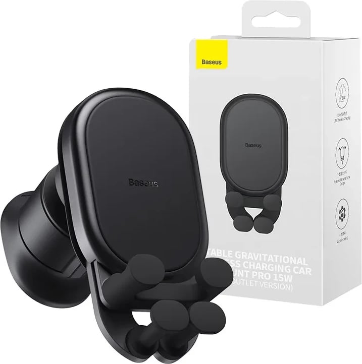 Mbajtës telefoni Baseus Pro SUWX030002 me karikim wireless 15W, i zi