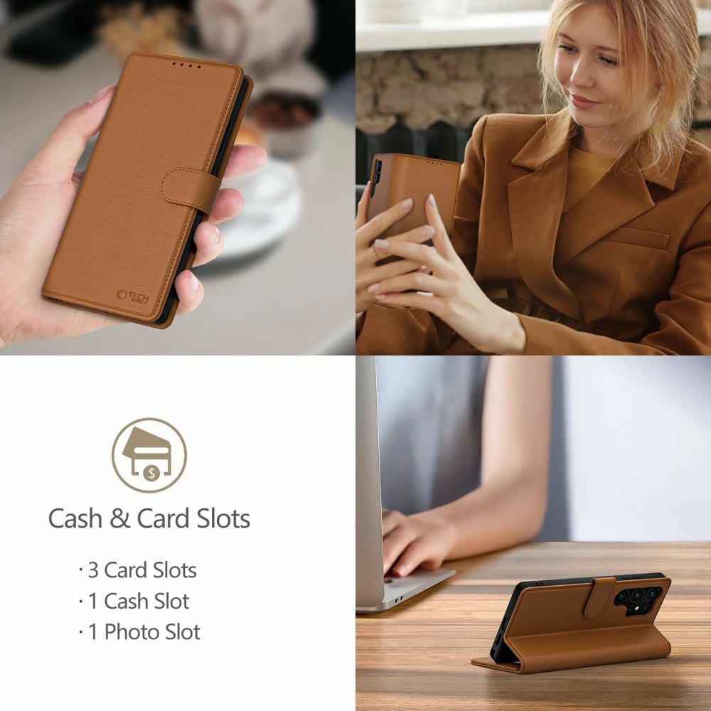 Mbështjellës Tech-Protect Wallet për iPhone 16e, Kafe