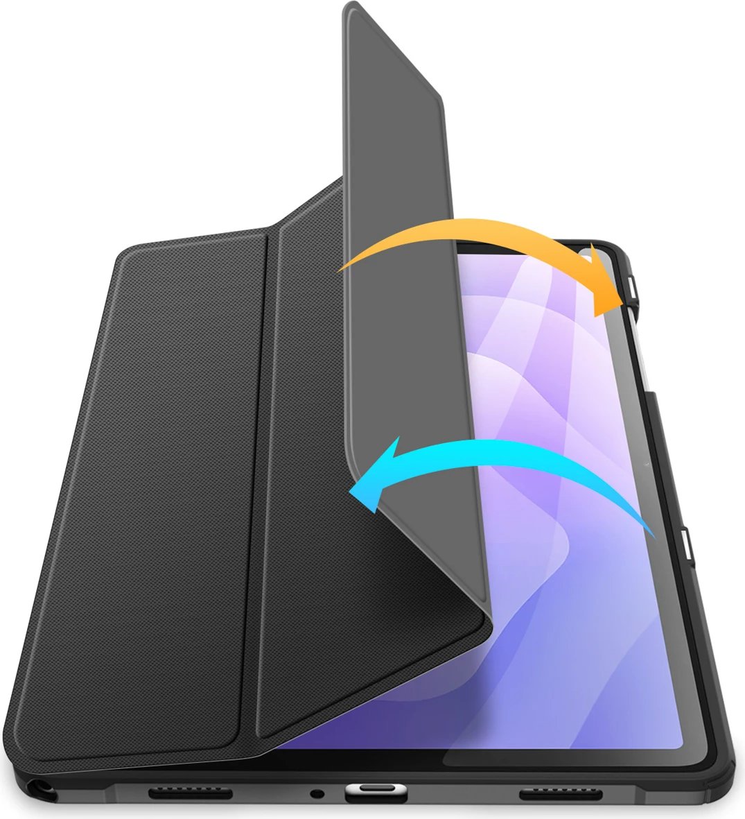 Mbështjellës flip Dux Ducis Toby për tablet Samsung Galaxy Tab A11 Plus/A9 Plus 11, Smart Case me qëndrim dhe auto wake, i zi