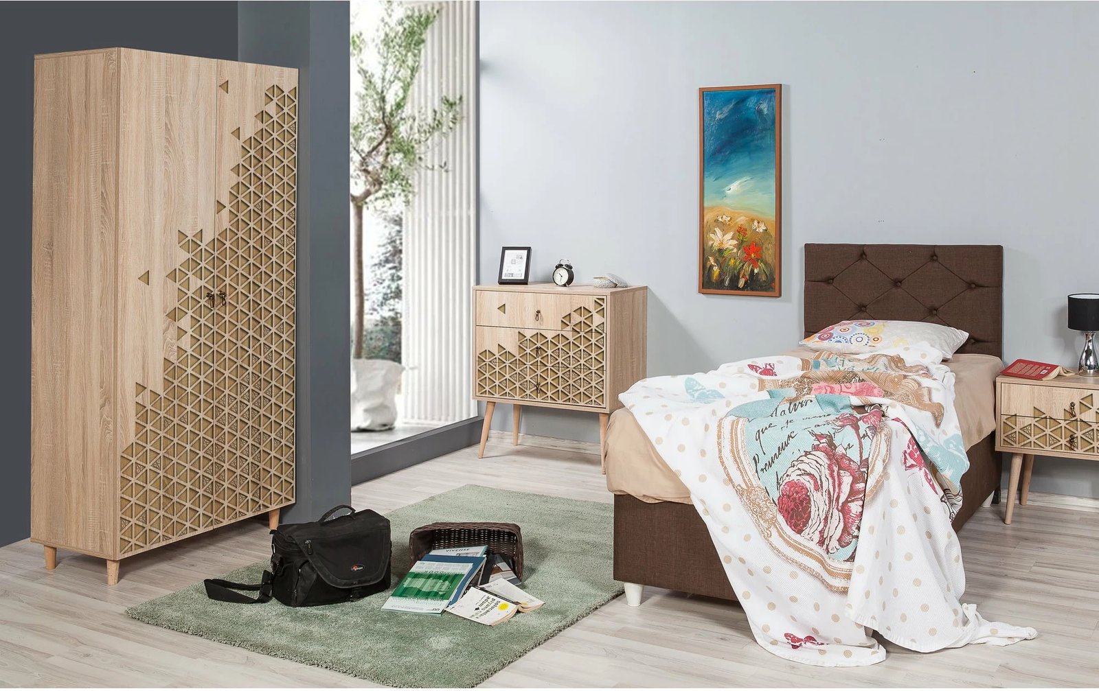 Dollap Hanah Home, Stil - 120, ngjyrë lisi Sonoma