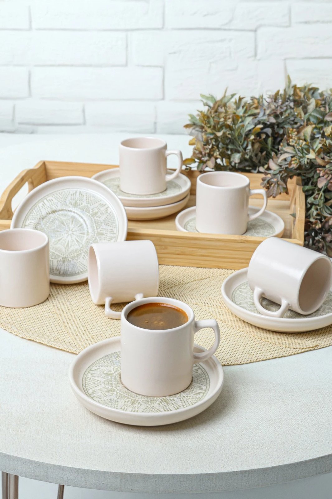 Set filxhanash kafeje (12 copë), Hermia Concept, X00019002, krem mat