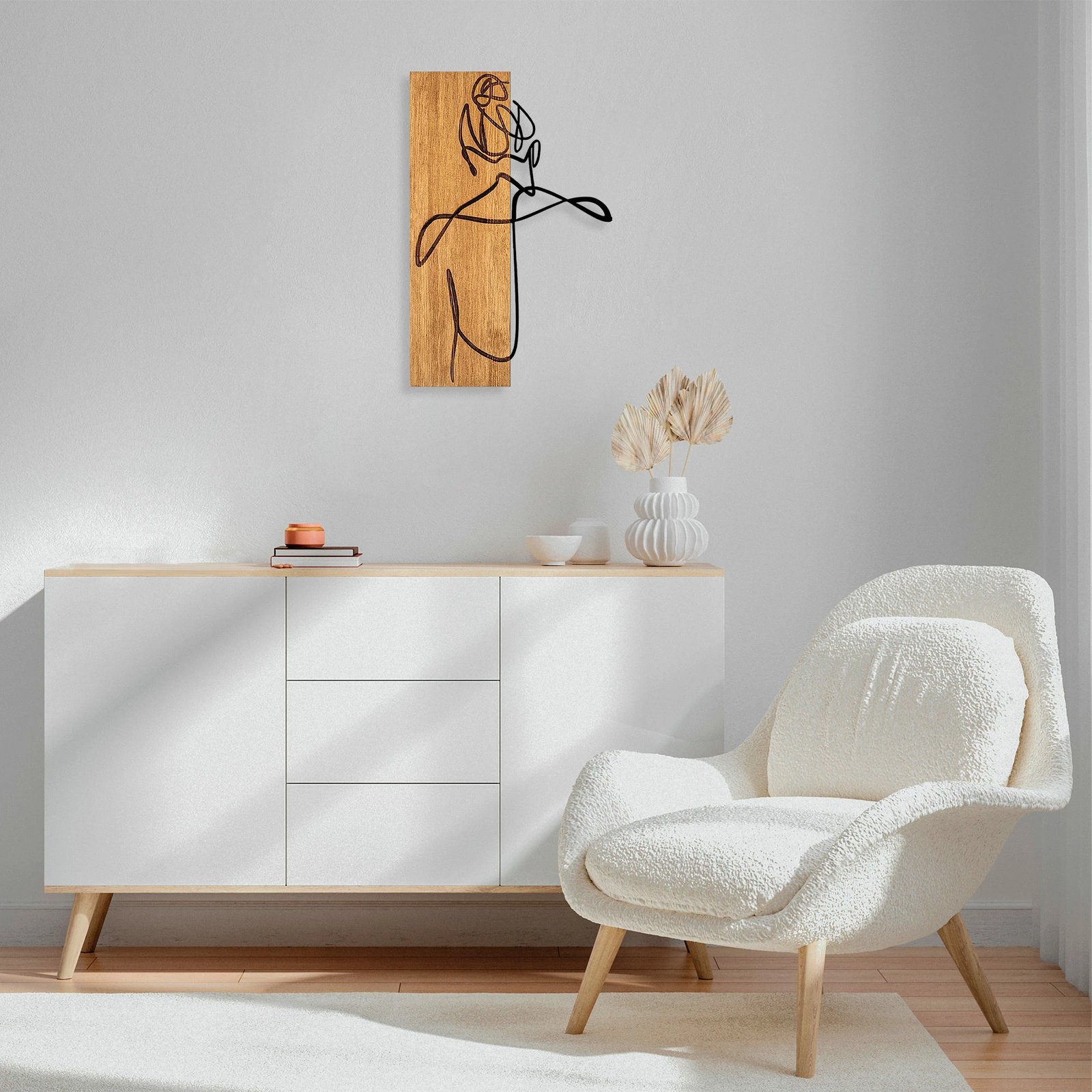 Aksesor dekorativ për mur, dru arre dhe metal, Wallity MA-295