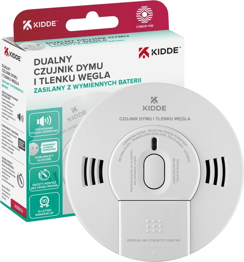 Sensor tymi dhe monoksidi karboni Kidde K10SCO, i bardhë