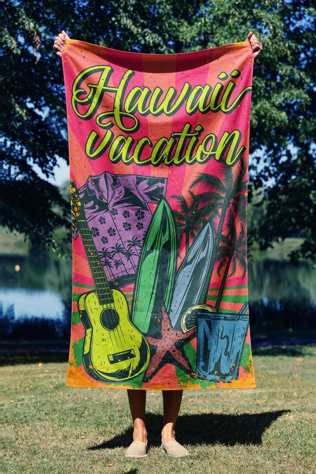 Peshqir plazhi Mijolnir, pushime në Hawaii, 90x150cm