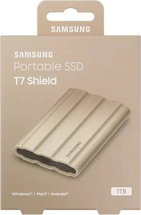SSD i jashtëm Samsung T7 Shield 1TB, USB 3.2, Bezhë