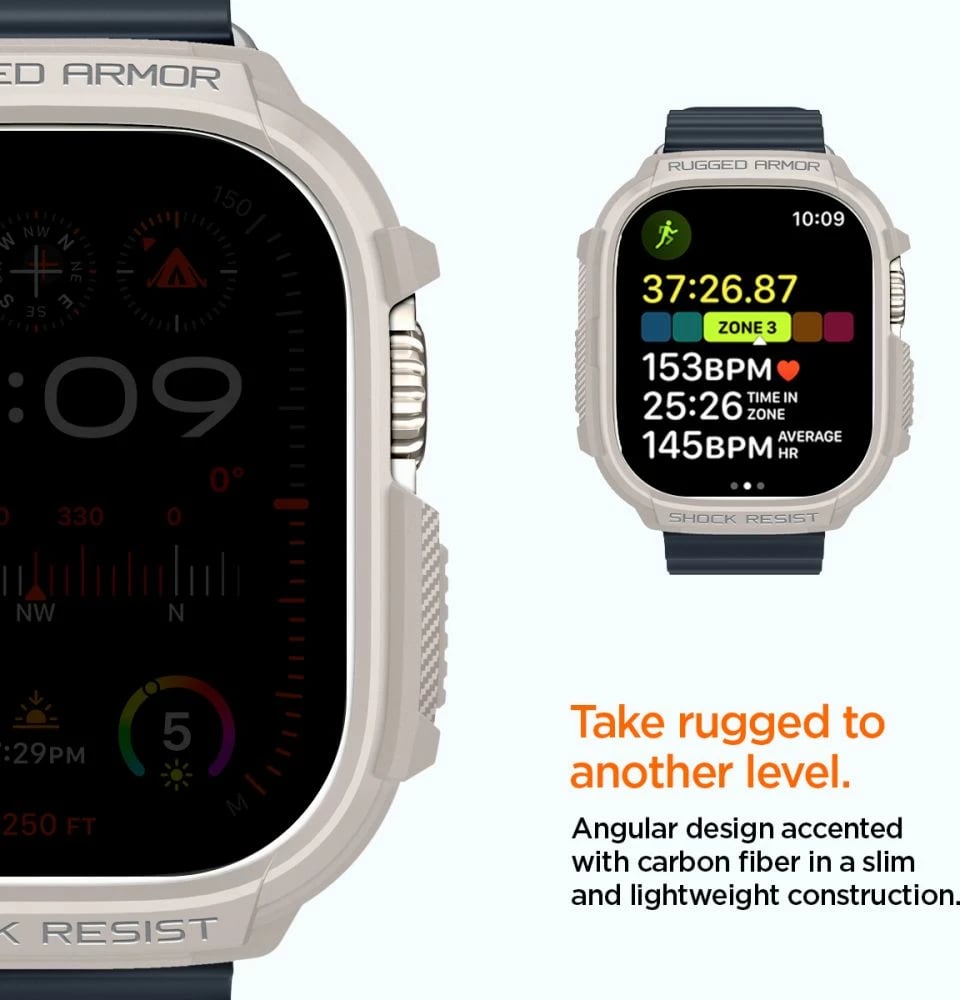 Mbështjellës Spigen Rugged Armor për Apple Watch Ultra 1/2 49mm, Bezhe