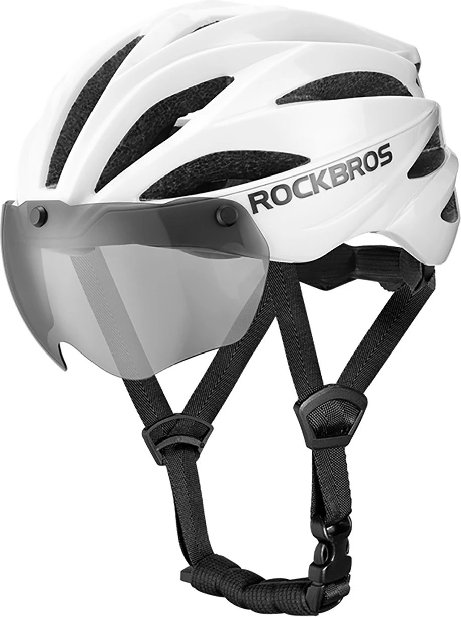 Helmetë biçiklete Rockbros 10110045005 me syze UV të ndashme, e bardhë, unisex