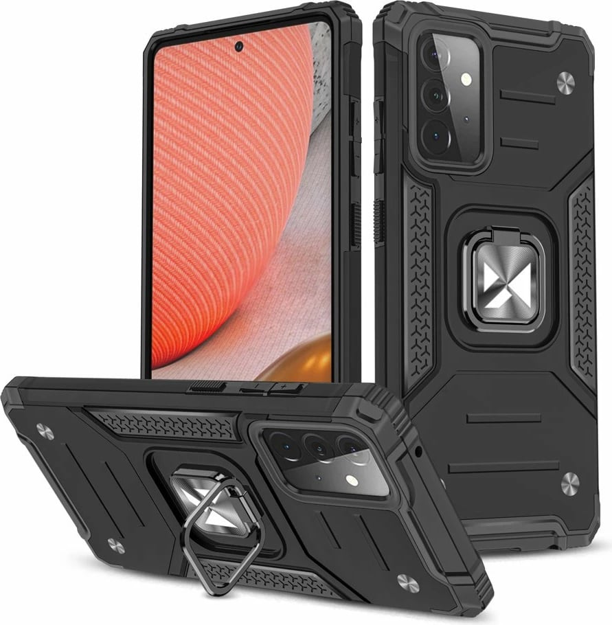 Mbështjellës Wozinsky Ring Armor me këmbalec për Samsung Galaxy A72, e zezë
