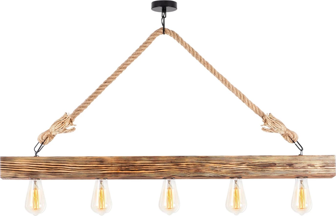 Dritë varëse prej druri me detaje litari FH7263 100Χ7Χ53 cm Dritë varëse prej druri me detaje litari FH7263 100Χ7Χ53 cm