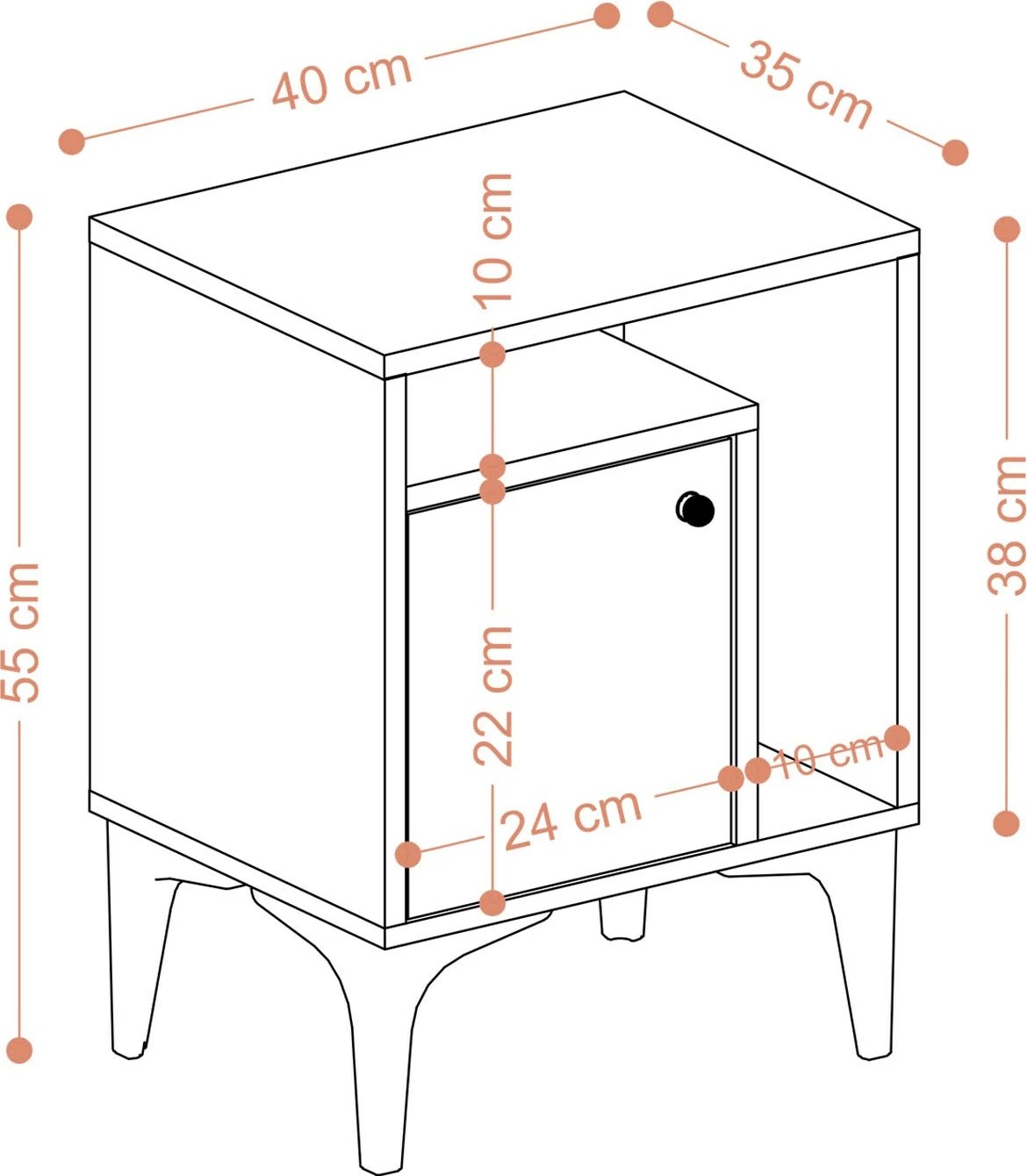 Komodinë natës Hanah Home, Nuno, ngjyrë lisi safir