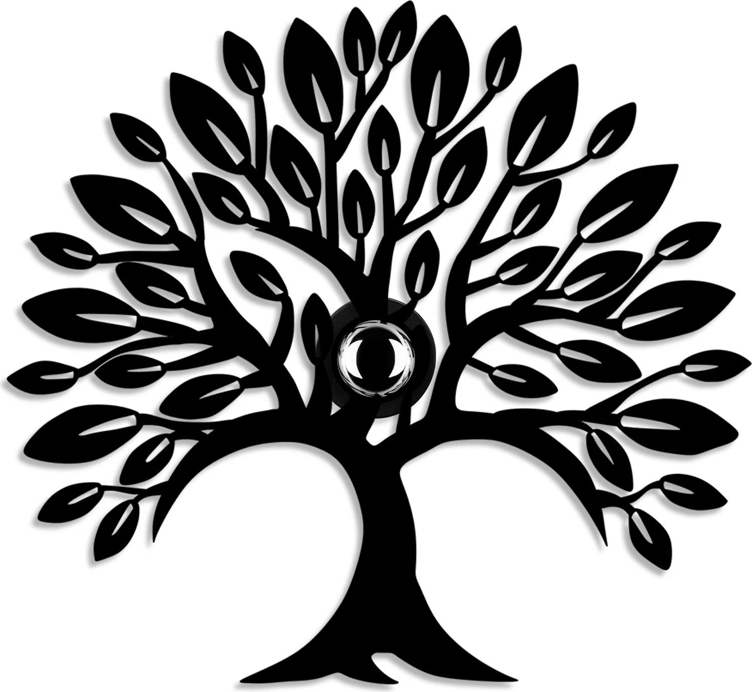 Llambë muri dekorative, dizajn pemë me zemër, ngjyrë e zezë