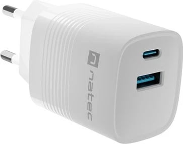 Karikues Natec Ribera GaN 30W, USB-A dhe USB-C, i bardhë Karikues Natec Ribera GaN 30W, USB-A dhe USB-C, i bardhë