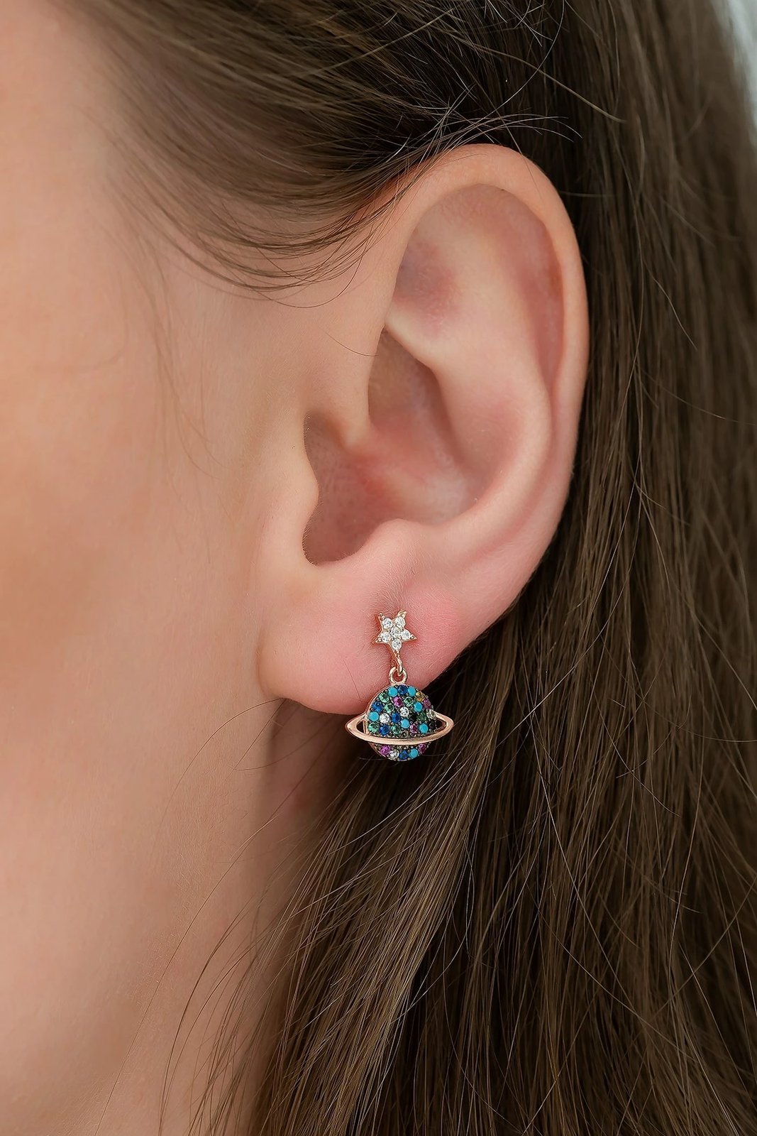 Vathë argjendi Jumeon, TRDYL775, ngjyrë rozë ari, kaltër, bardhë