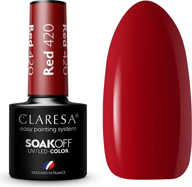 Llak për thonj Claresa Soak Off UV/LED Hybrid 420 për femra e kuqe 5g