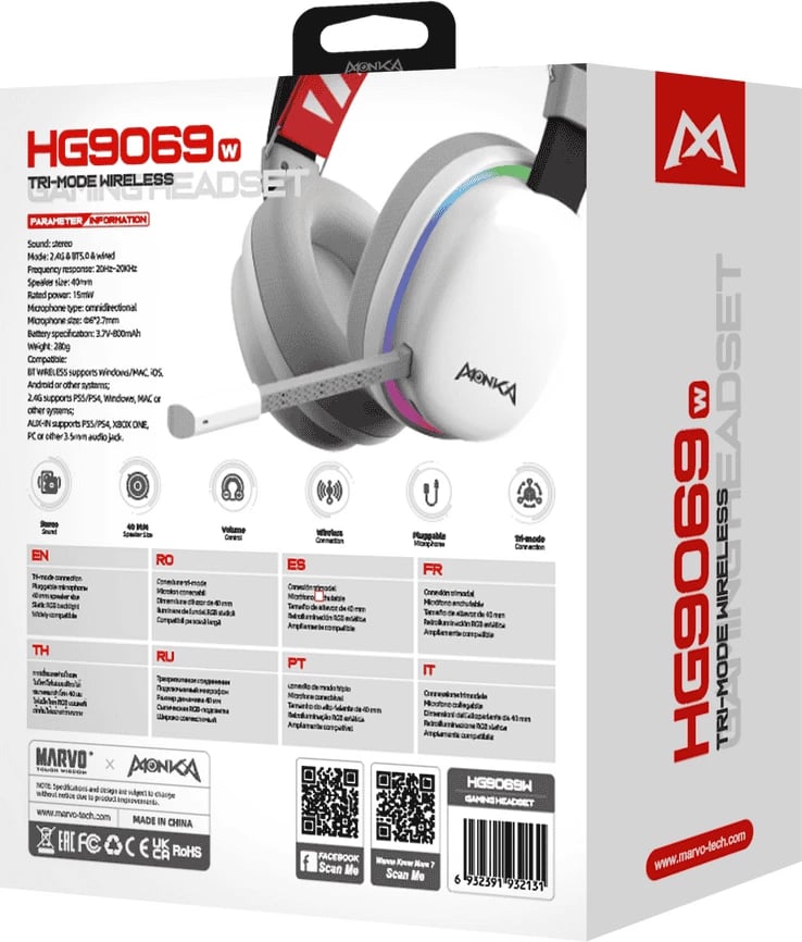 Kufje Me Bluetooth MONKA HG9069W