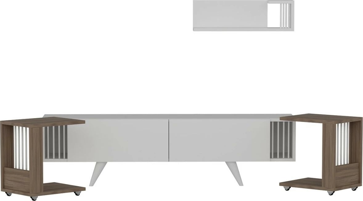 Njësi TV Skye Decor, Leron - 1926, ngjyrë arre dhe e bardhë