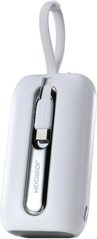 Powerbank Joyroom JR-L012, 10000mAh, 22.5W, me 2 kabllo të integruara USB-C dhe Lightning, Bardhë