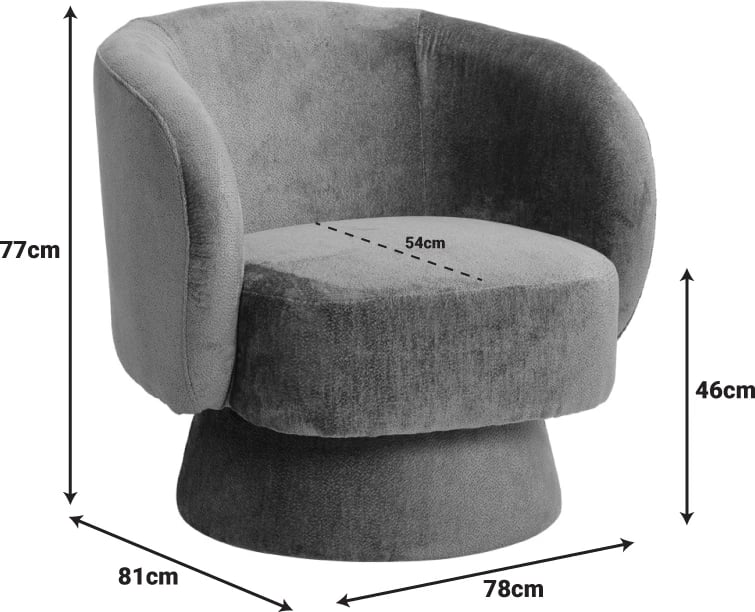 Kreslo rrotullues me stof, ngjyrë gri e errët, 78x81x77cm