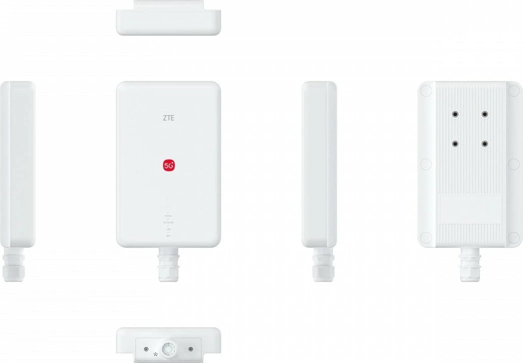 Router ZTE G5 Max Pro 5G-A Wi-Fi 7 3.6 Gb/s 4x4 MIMO IP65 13 dBi 6 antena i bardhë