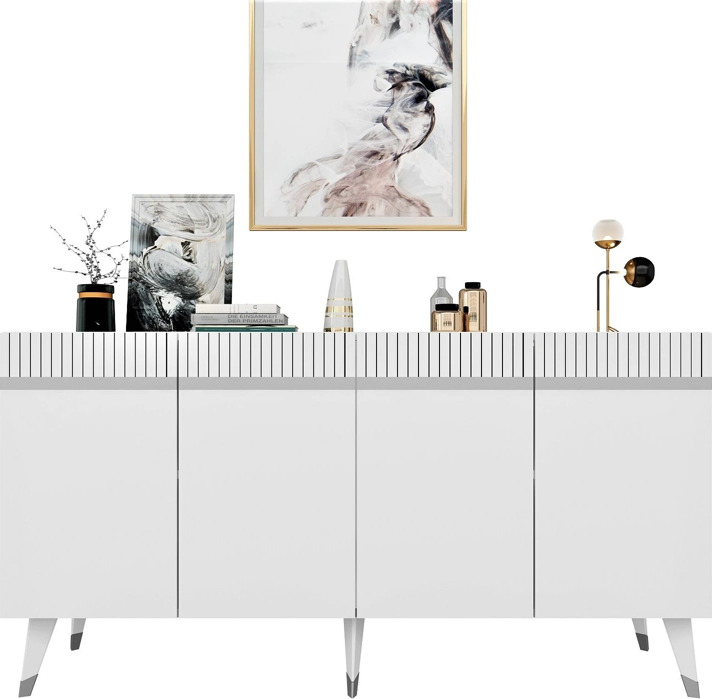 Konsolë Hanah Home Defne, e bardhë, argjend