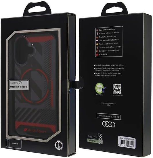 Mbështjellës Audi IML Sport MagSafe për iPhone 16 6.1", i zi