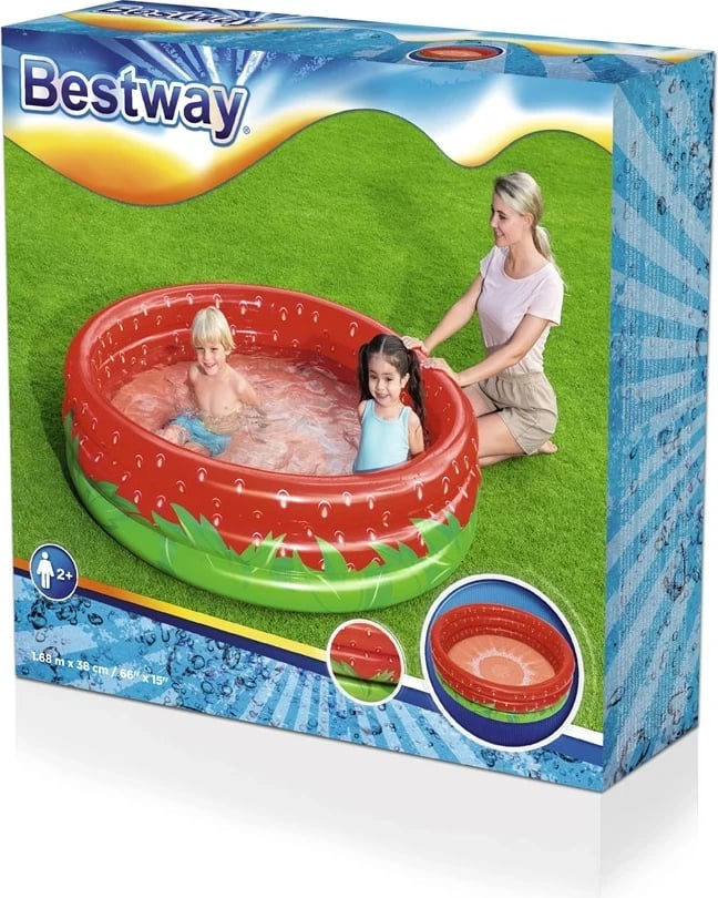 Pishinë e fryrë Bestway H2OGO! Sweet Strawberry, e rrumbullakët, shumëngjyrëshe
