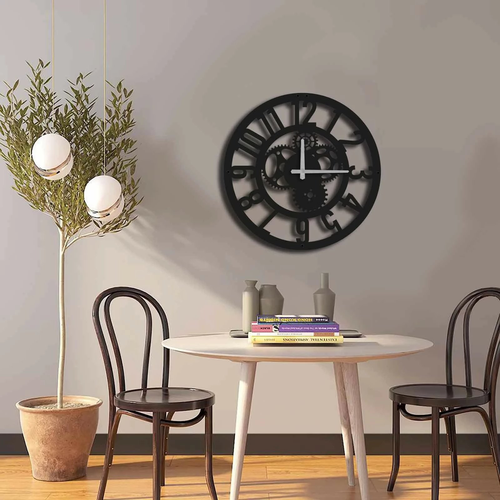 Orë muri dekorative metalike Wallity, MTS - 003, e zezë, 49x49cm