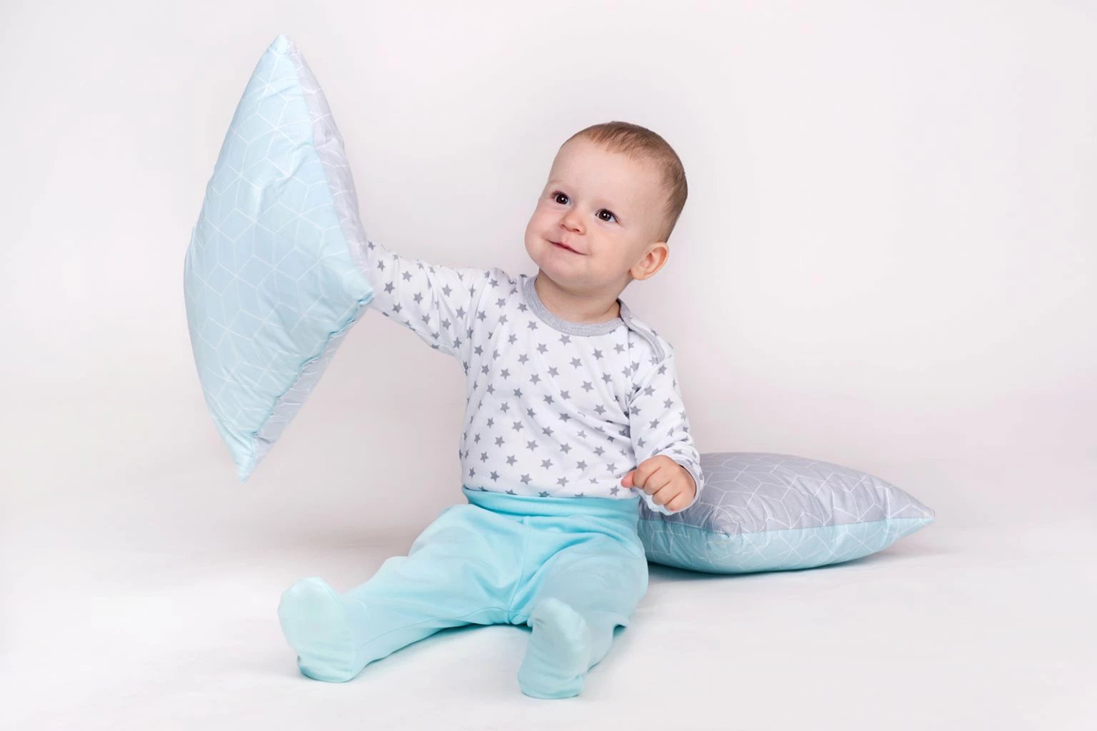 body bebe, New Baby, Classic II, me mëngë të gjata, pambuk 100%, madhësi 80 (9-12m), gri me yje