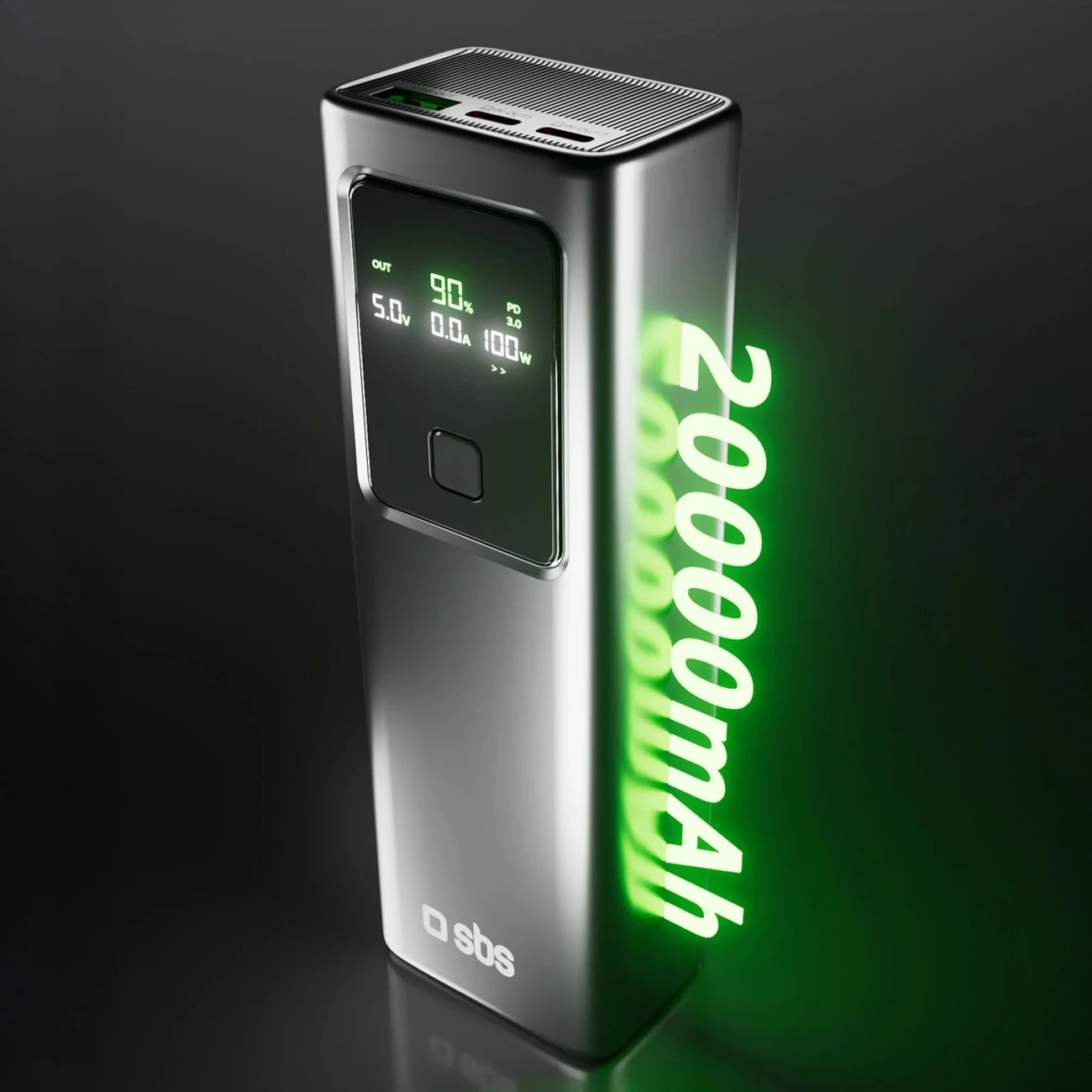 Powerbank SBS 20000mAh LCD PD 100W, Gri