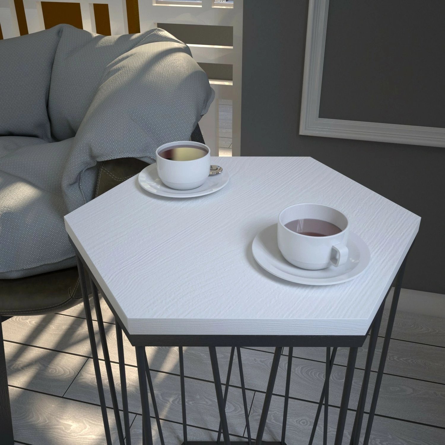 Tavolinë anësore Hanah Home, dru Cetrus, e bardhë