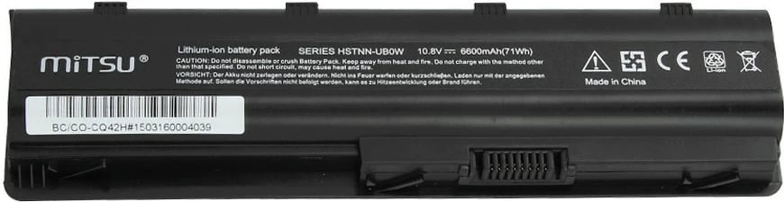 Bateri laptop Mitsu për Compaq Presario CQ42, CQ62, CQ72, 6600 mAh, 10.8-11.1V, e zezë