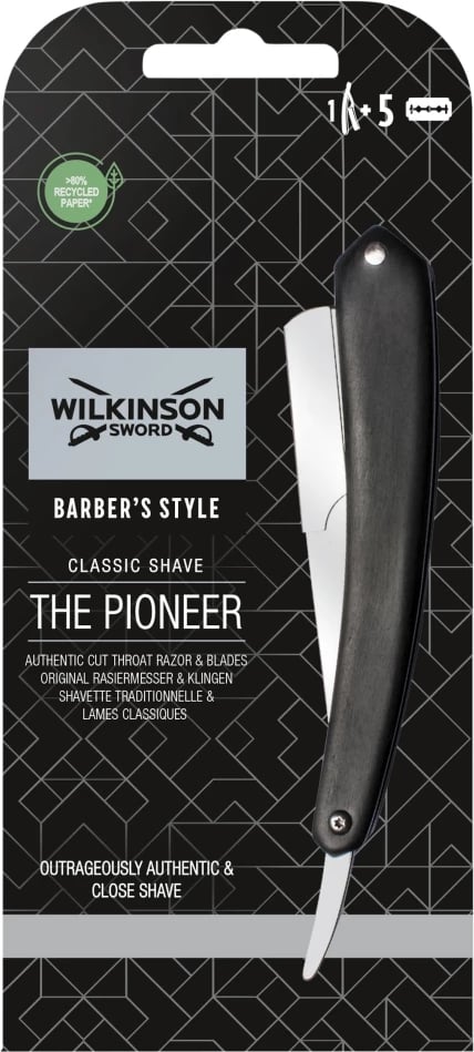 Brisk i drejtë për burra Wilkinson Barber's Style The Pioneer + 5 thika