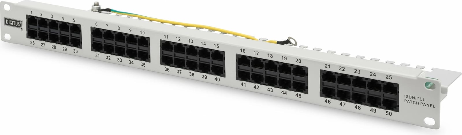 Patch panel Digitus ISDN, 50 porta, Cat3, rack 1U, gri