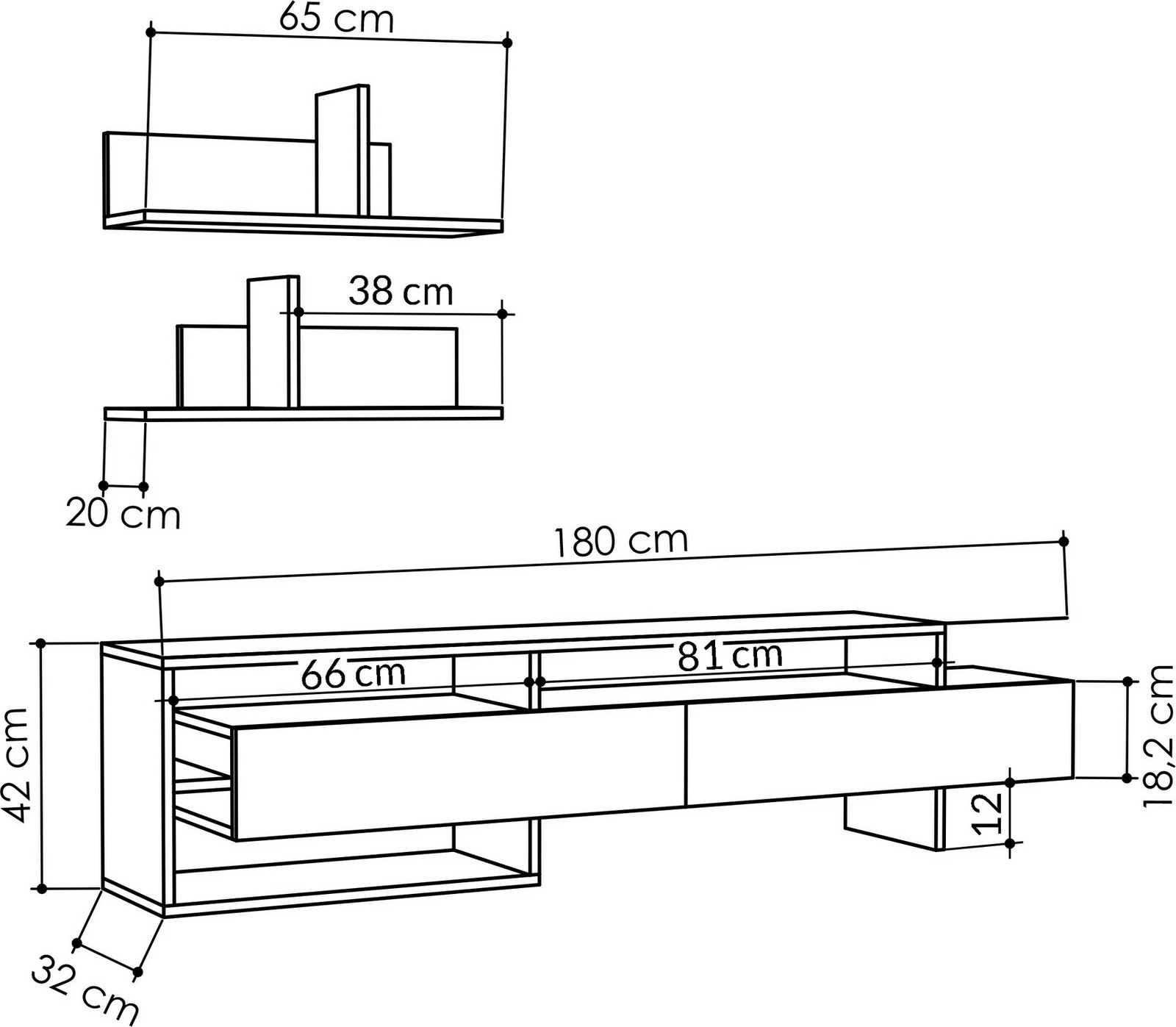 Njësi TV Skye Decor, ngjyrë antracit, Gara