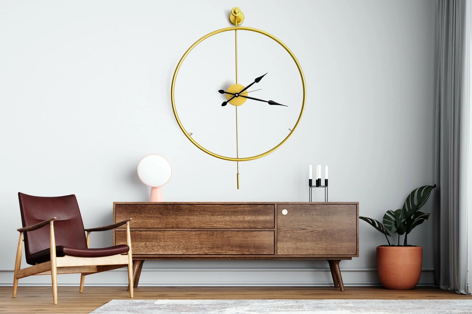 Orë muri dekorative prej metali, Wallity, Mclock-00101, ngjyrë ari