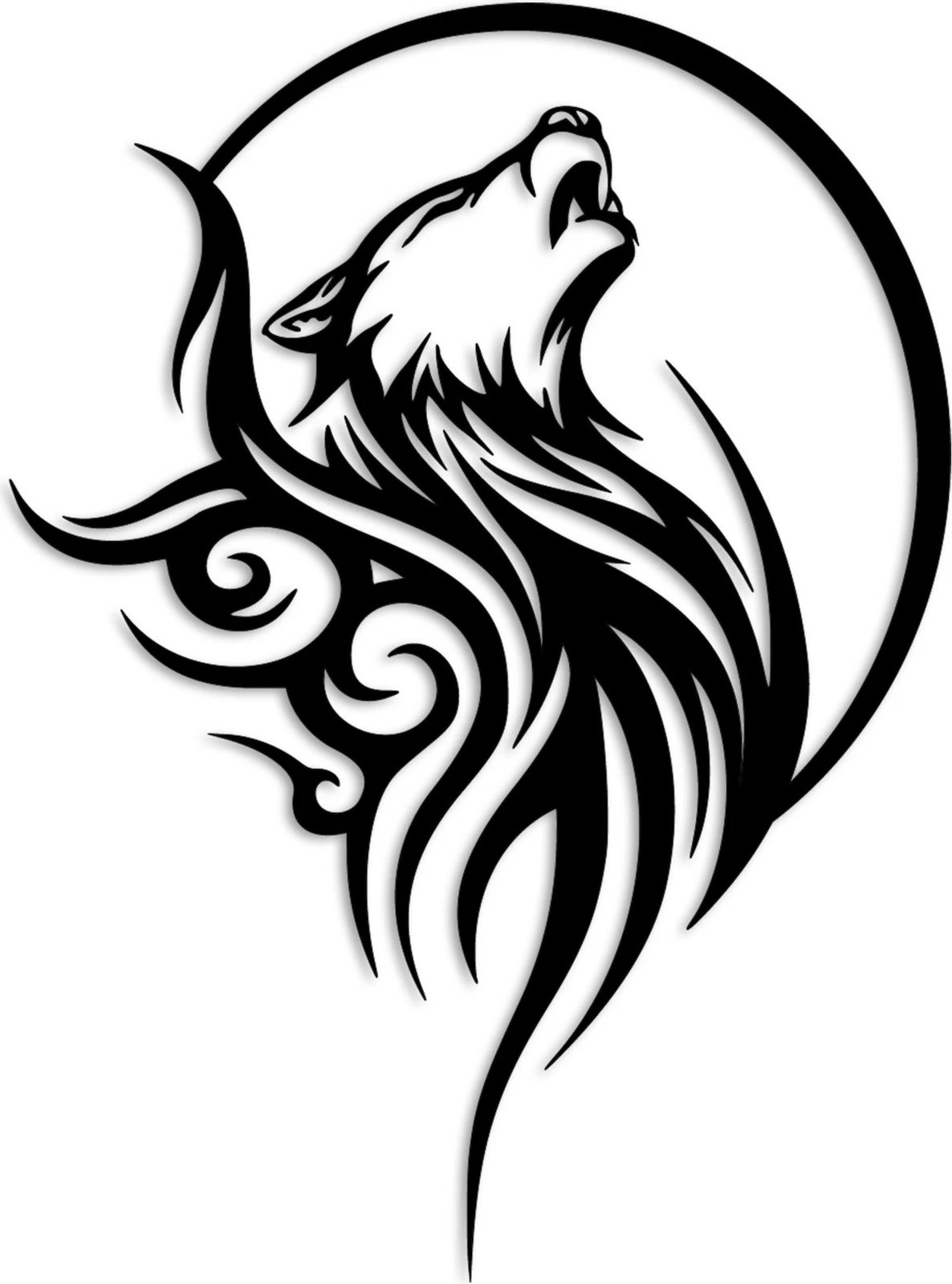 Aksesor dekorativ metalik për mur, dizajn ujku, Wallity, Wolfmoon