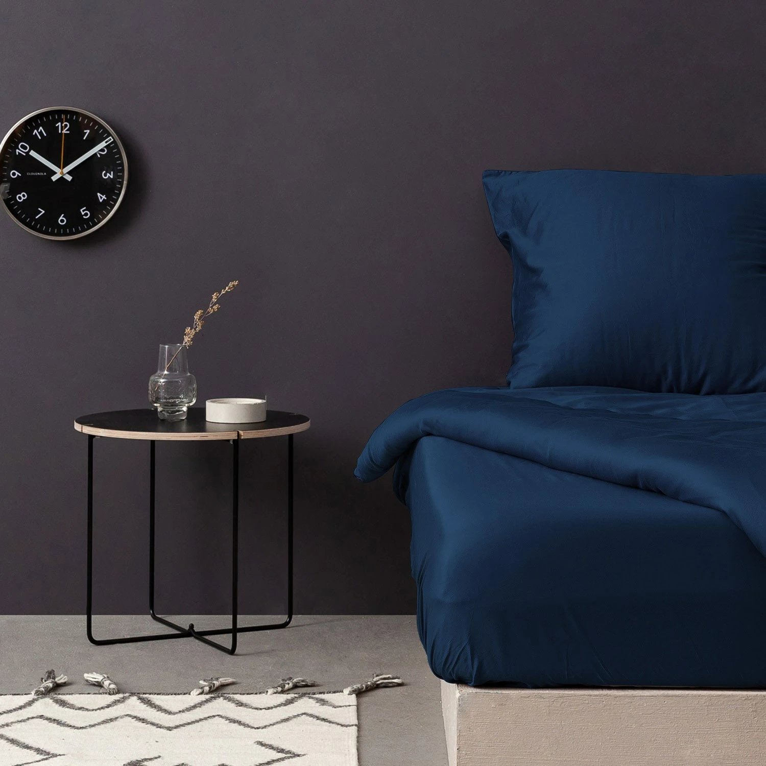 Çarçaf i madh i vetëm, saten, ngjyrë blu petrol, L'essentiel