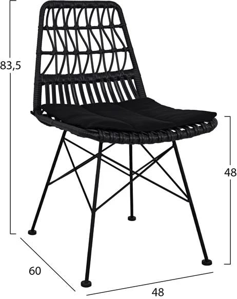 Set 7 pjesësh Allegra Wicker me Sipërfaqe Tavoline 160x90x78, ngjyrë Bezhë & E Zezë, FH10516