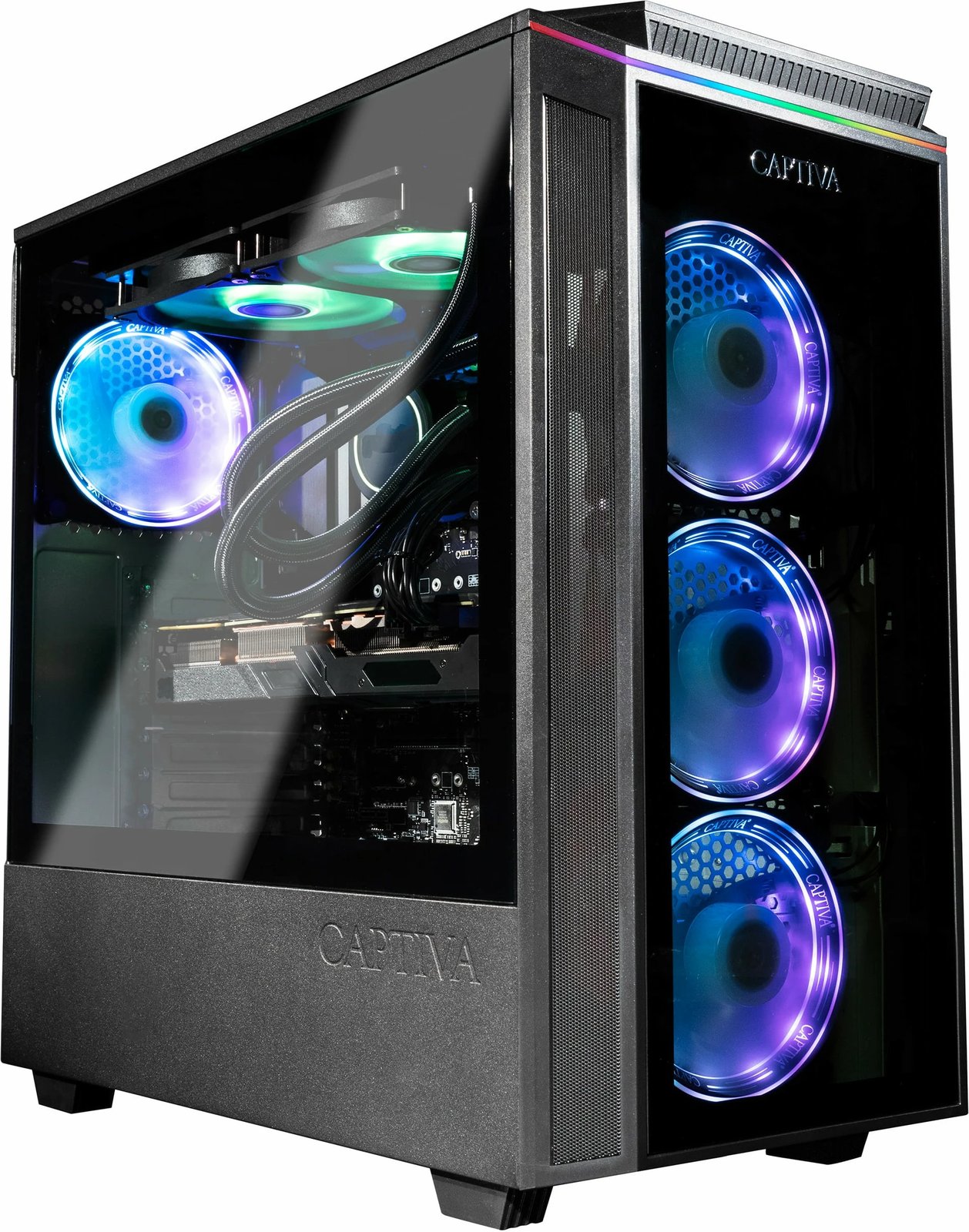 Kompjuter gaming Captiva Highend Gaming I80-857, Intel Core i9, 32GB RAM, 2TB SSD, Radeon RX 7700 XT, i zi me LED jeshile