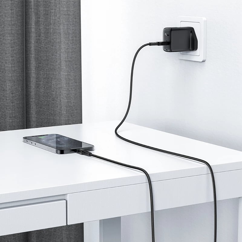Kabllo Acefast C4-01, USB-C në Lightning, 1.8m, 30W, e zezë