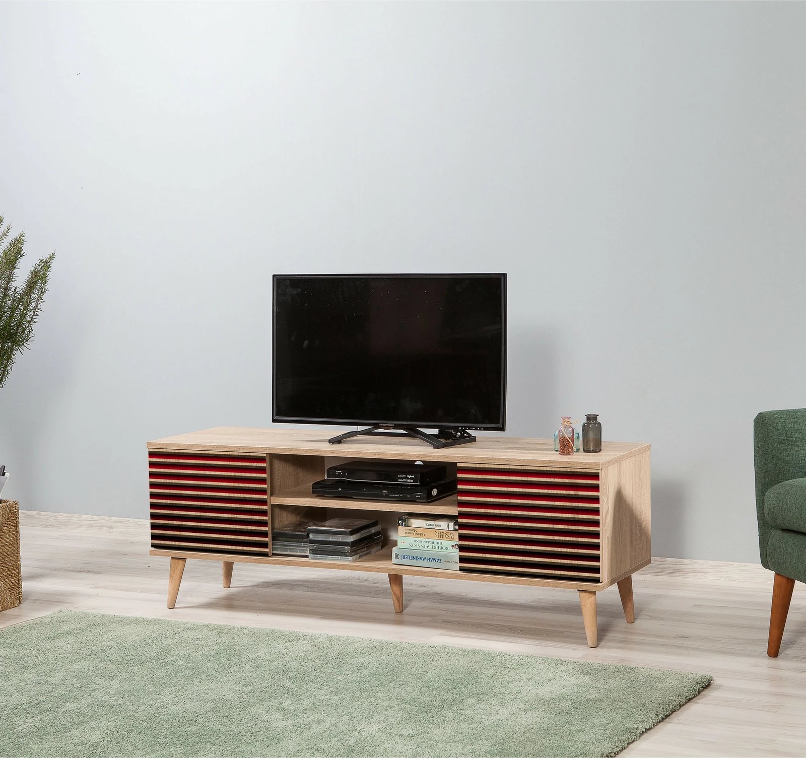 Komodë TV, ngjyrë lisi Sonoma, Skye Decor, Truva-221