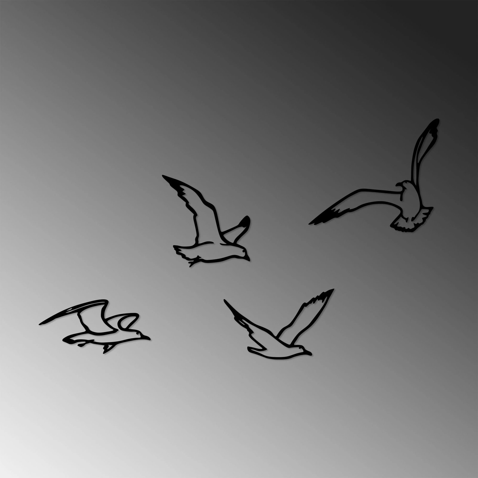 Aksesor metalik dekorativ për mur, zogj, Wallity, ngjyrë e zezë, 4 copë, 443